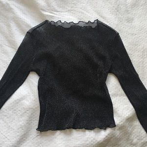 Sparkly Mesh Lettuce Hem Top